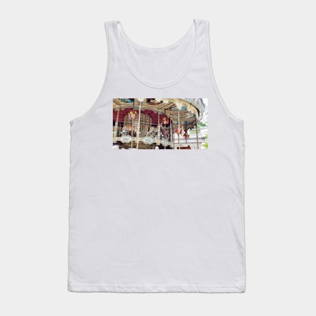 Paris Montmartre Carousel with Sacre-Coeur in the Background Tank Top by BlackBeret